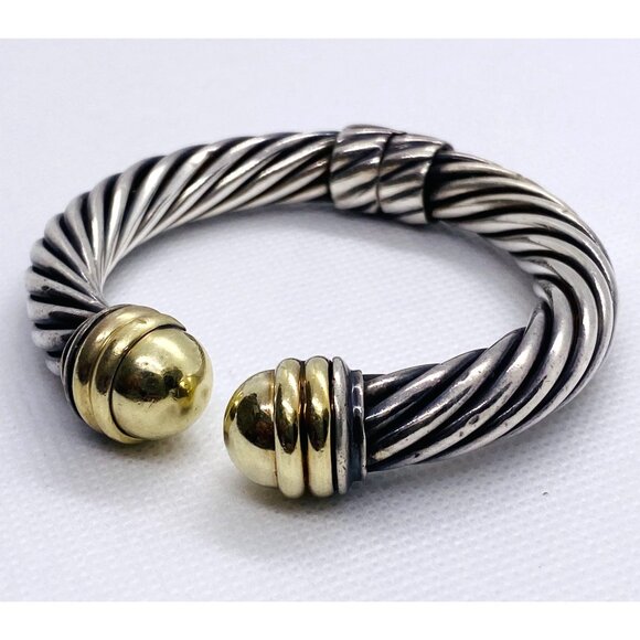 David Yurman Dome Cuff Bracelet Sterling Silver 925 14K 585 - Picture 2 of 11